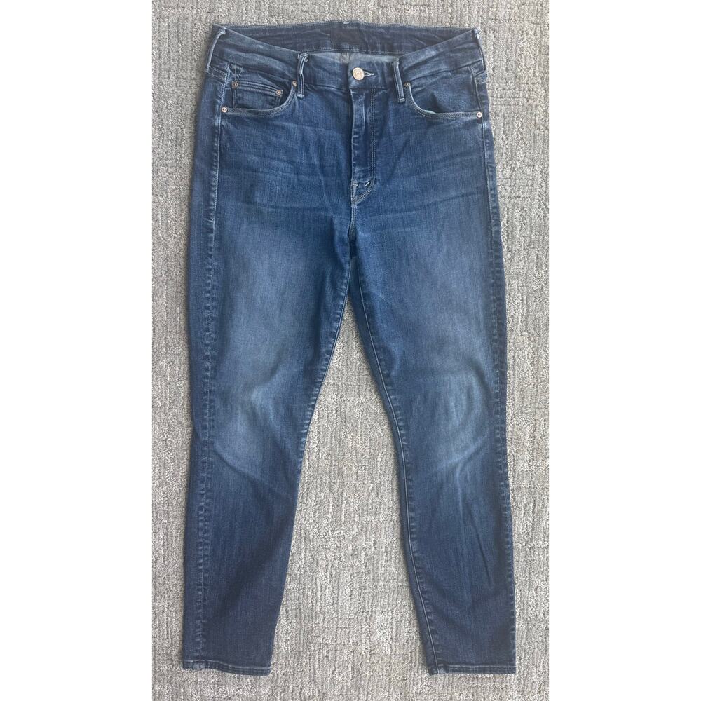 Mother The Looker Crop 5 Pocket Blue Jeans Damaged 29 upcycle